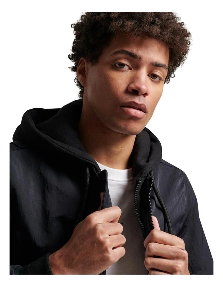 Military Hooded MA1 Jacket in Jet Black