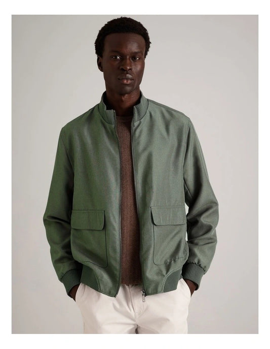 Daniel Double Pocket Bomber Jacket in Khaki